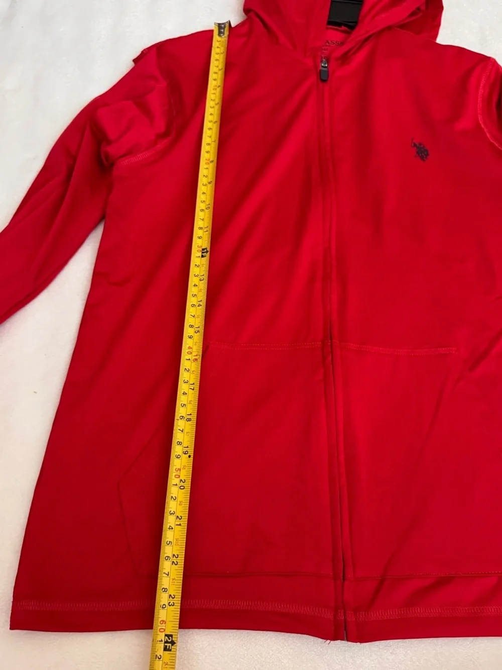 U.S Polo Assn. Boys Long Sleeve Hooded Zip-Up Rashguard, Size XL, Engine Red